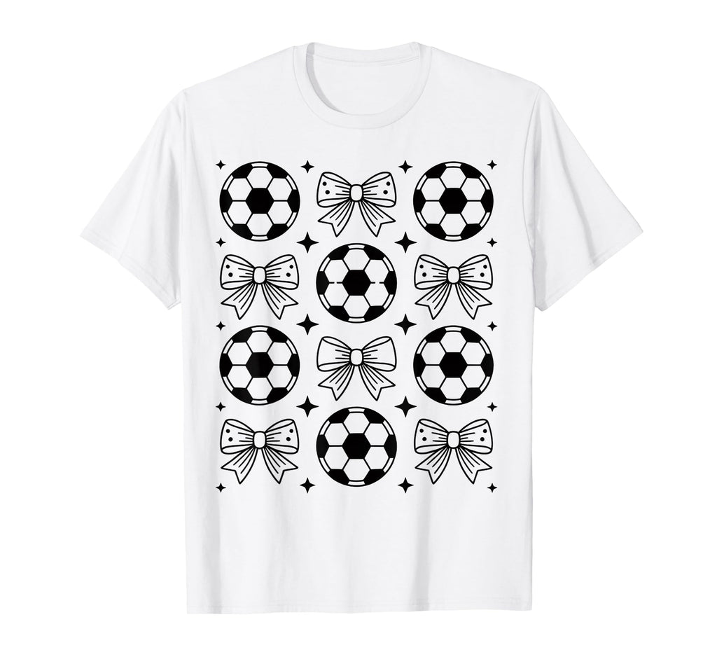 Groovy Soccer Coquette Bow Soccer T-Shirt - Minimalist Print Men Women