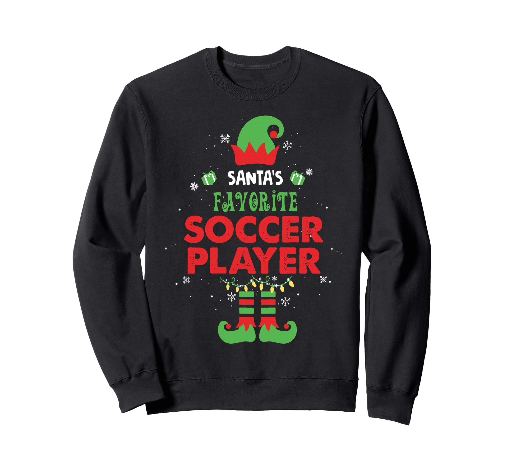 Santas Favorite Soccer Player Funny Sweatshirt - Unique Graphic Men Women