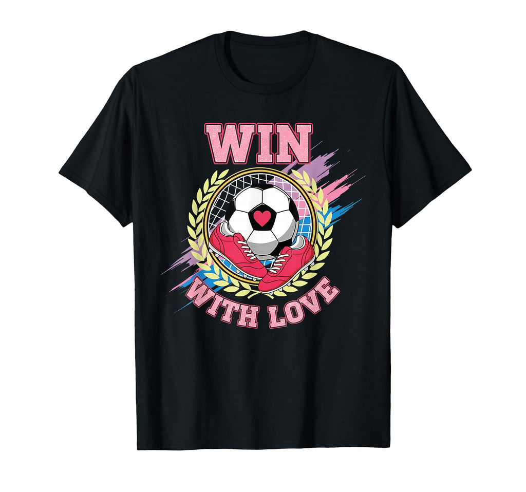 Win Love Soccer Team Spirit Player T-Shirt - Graphic Print Unisex