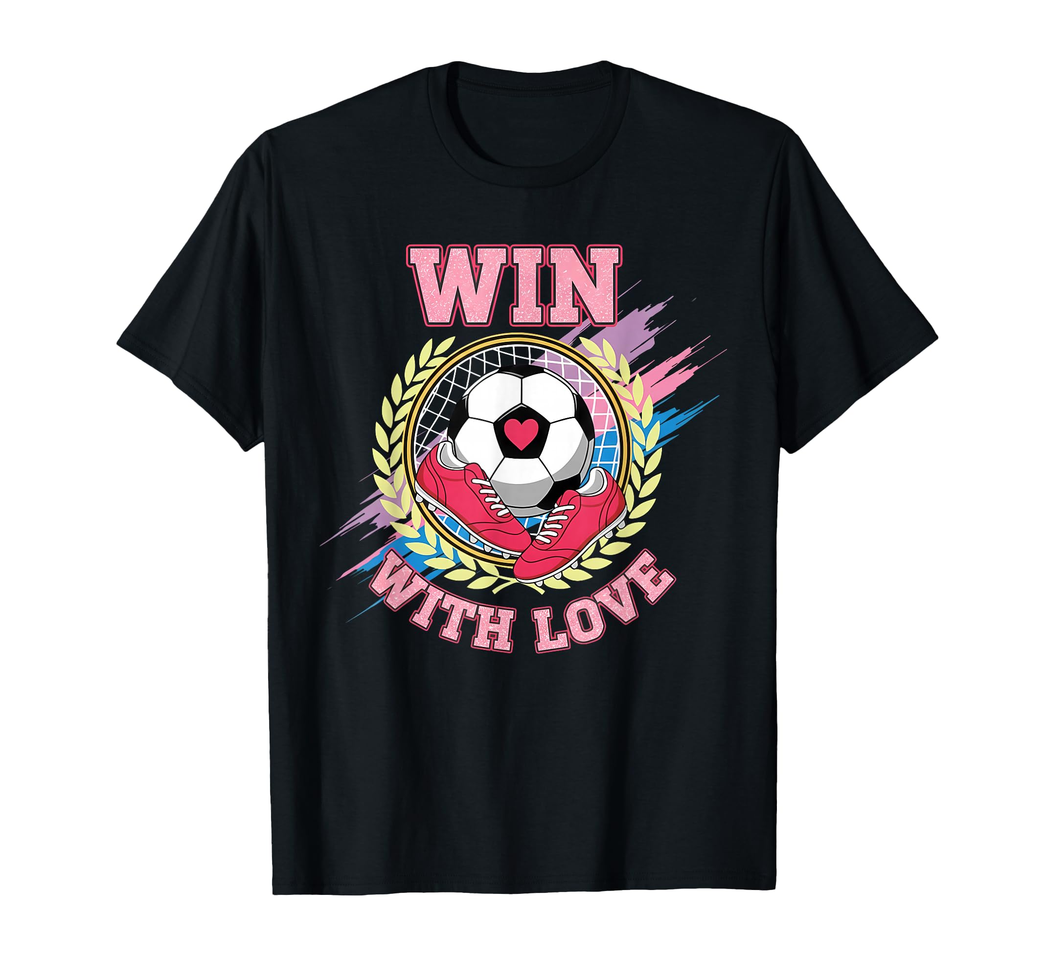 Win Love Soccer Team Spirit Player T-Shirt - Graphic Print Unisex