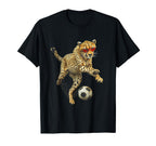 Speed Cheetah Playing Soccer Red T-Shirt - Streetwear Style for Adults