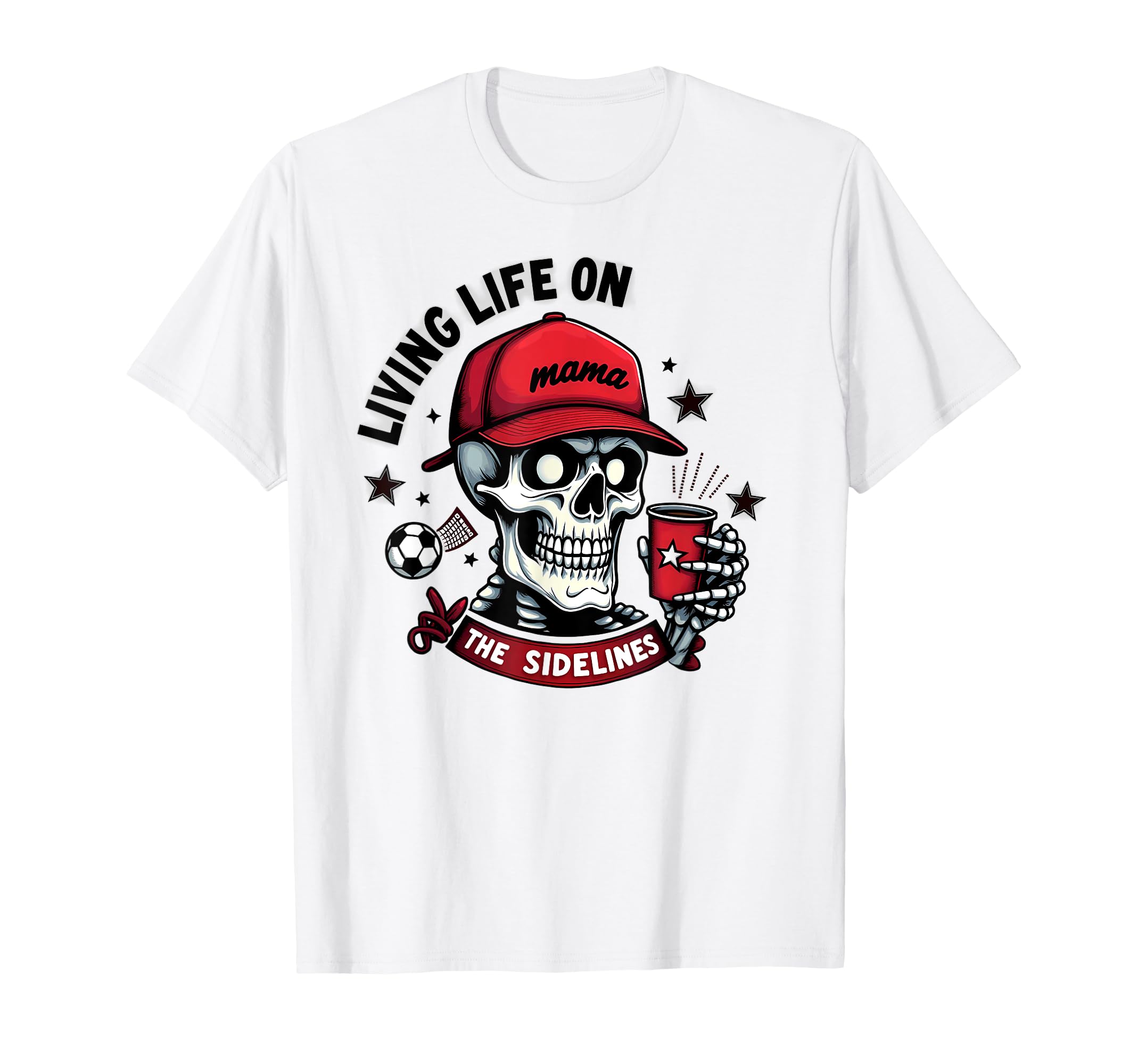 Soccer Mama Skeleton Coffee Living Life T-Shirt - Trendy Graphic Unisex