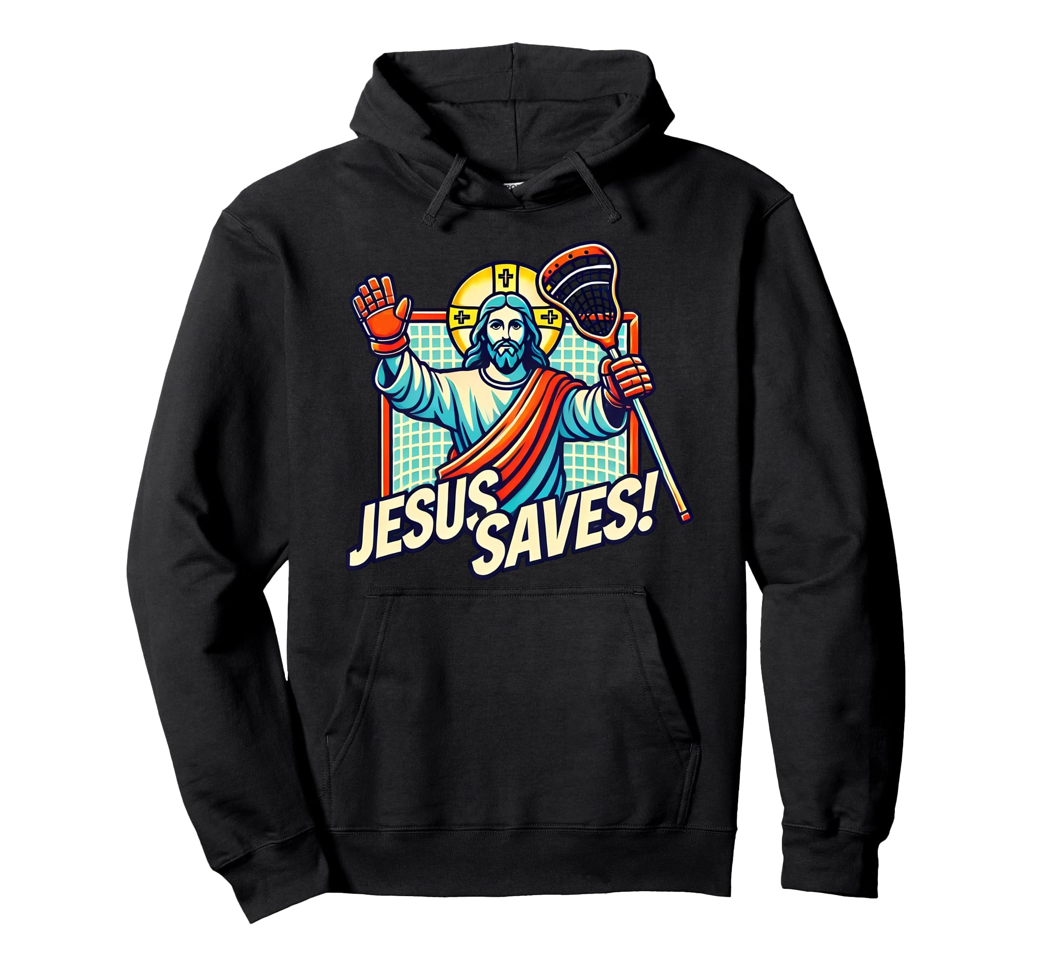 Funny Lacrosse Jesus Saves Goalie Hoodie - Streetwear Style for Adults
