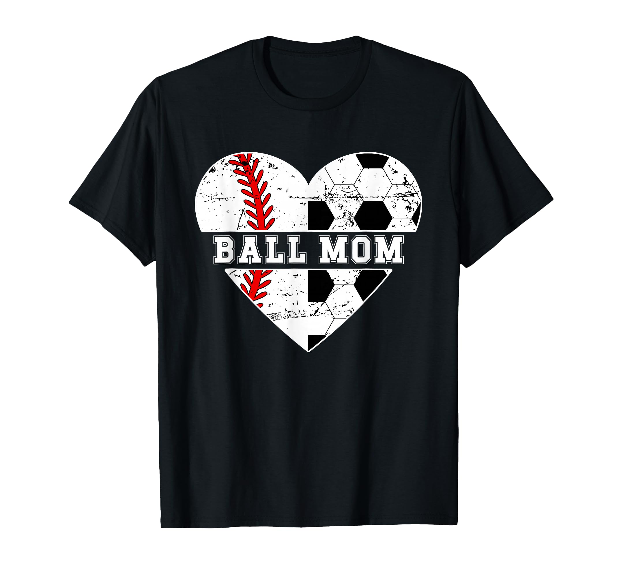 Ball Mom Heart Soccer Baseball Mom T-Shirt - Minimalist Print Men Women