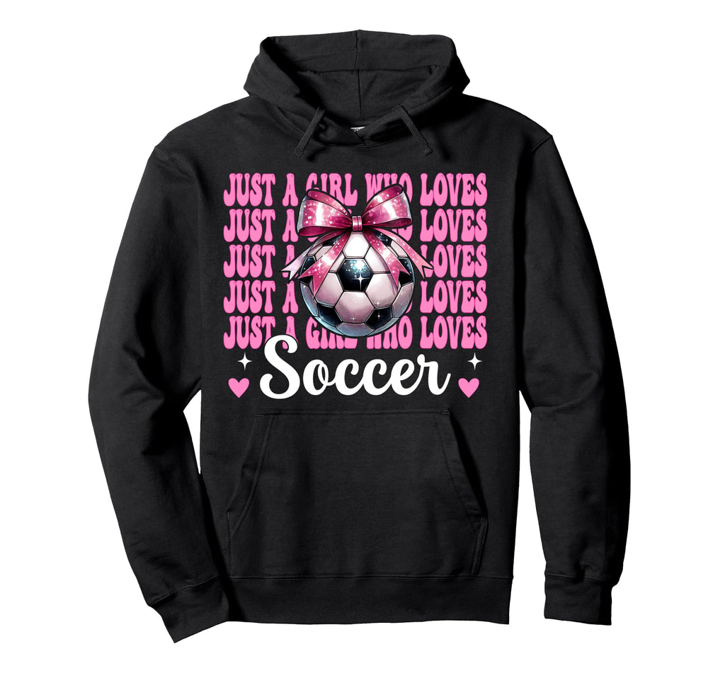 Just Who Loves Soccer Coquette Bow Hoodie - Aesthetic Graphic Unisex