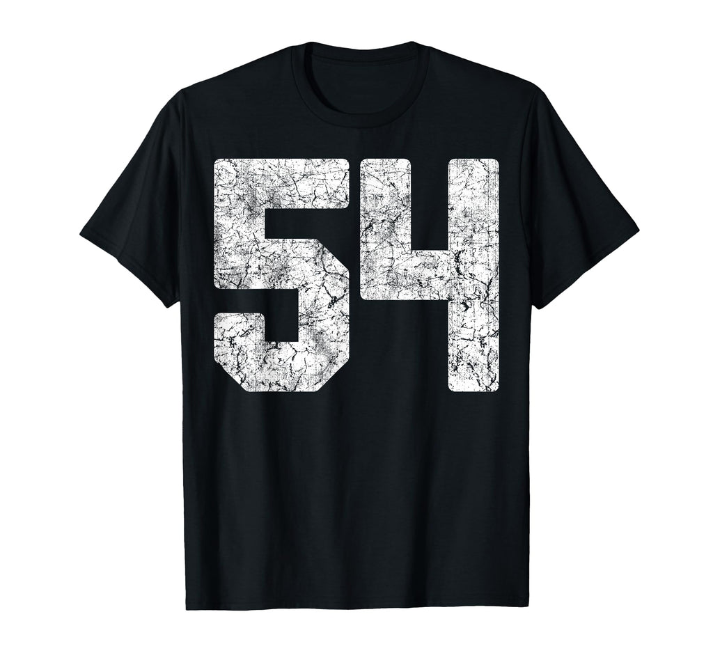 Distressed White Number 54 Jersey Player T-Shirt - Unique Graphic Unisex