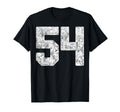 Distressed White Number 54 Jersey Player T-Shirt - Unique Graphic Unisex