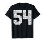 Distressed White Number 54 Jersey Player T-Shirt - Unique Graphic Unisex