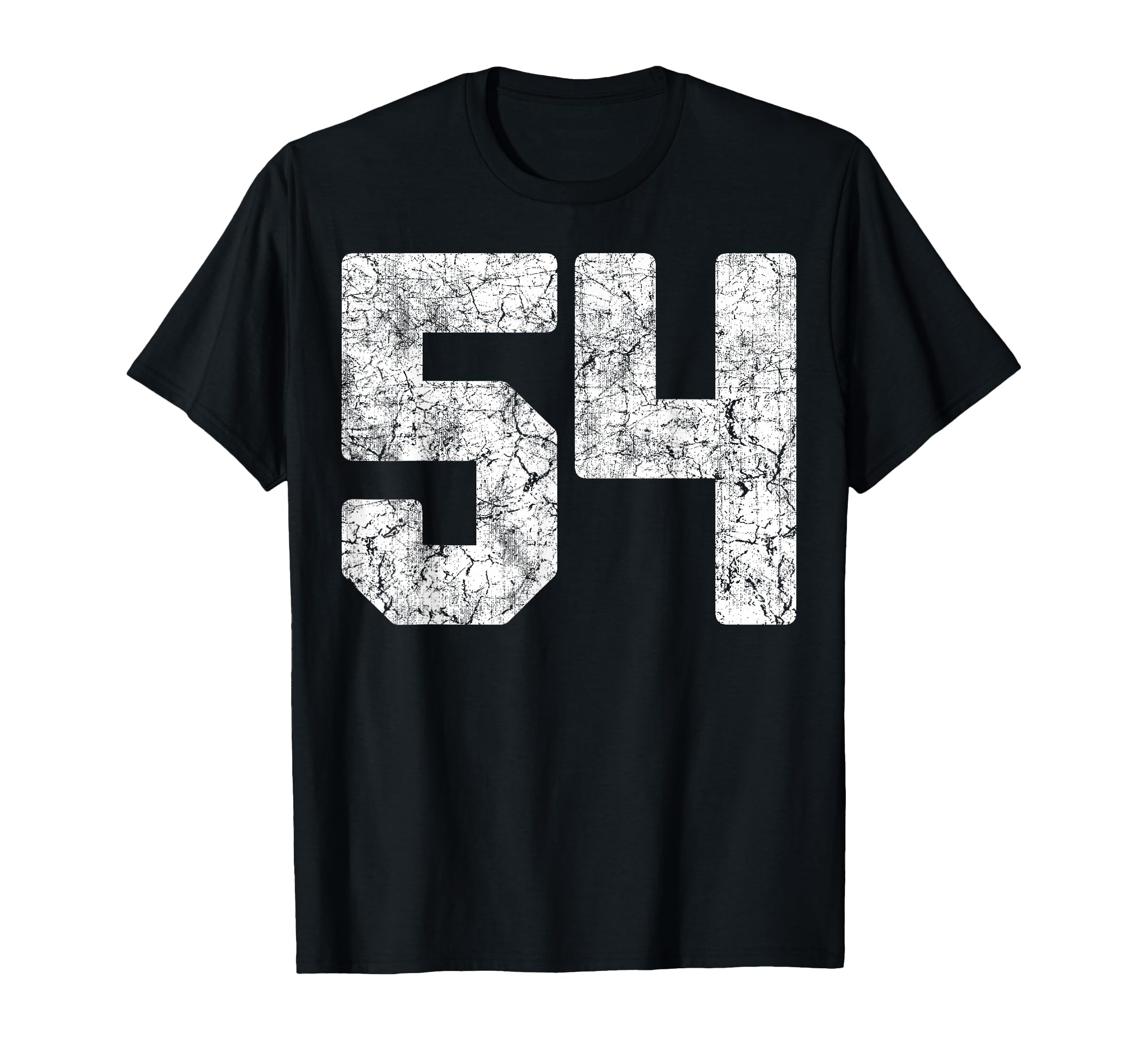 Distressed White Number 54 Jersey Player T-Shirt - Unique Graphic Unisex