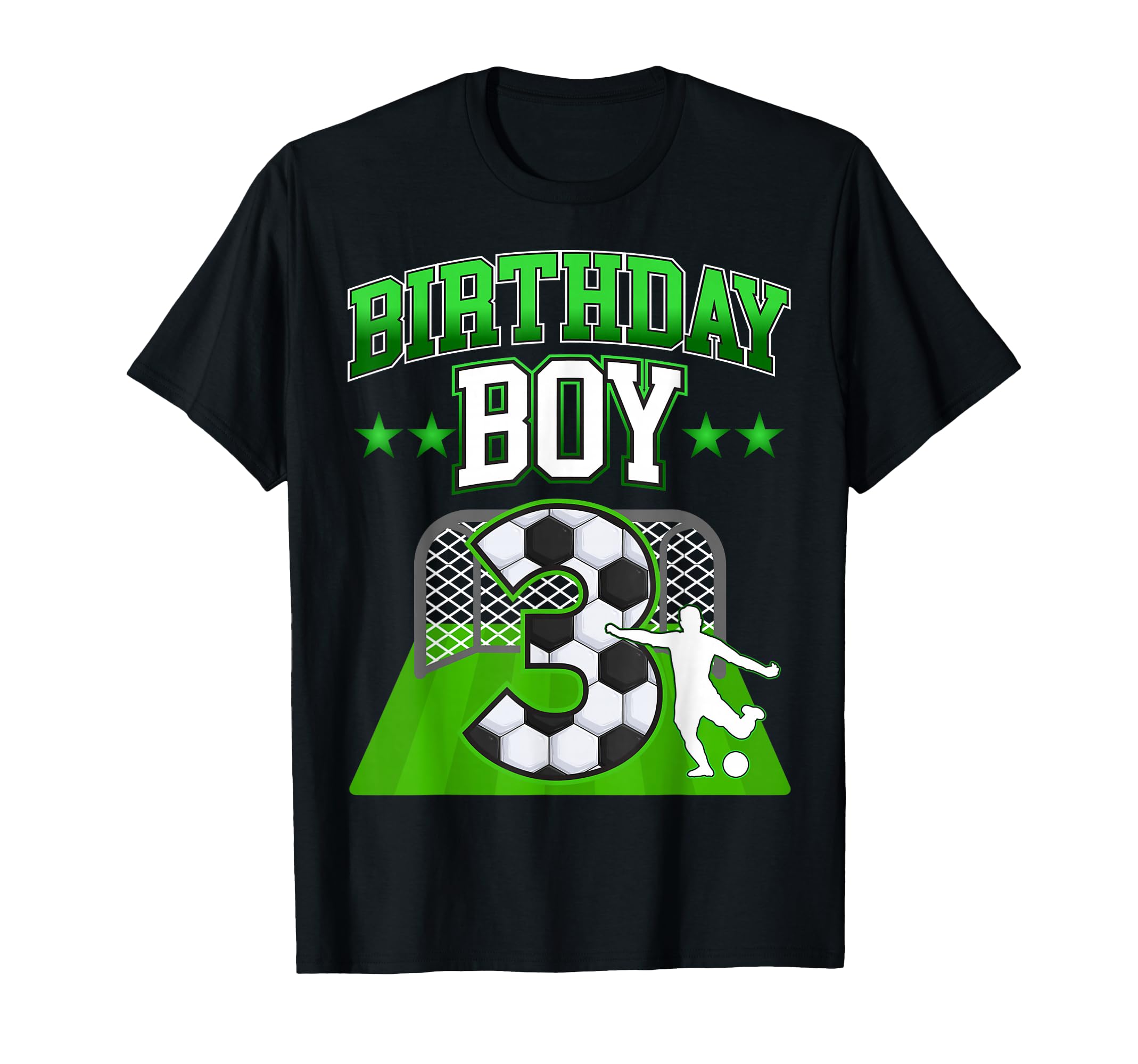 Soccer Themed Birthday Outfit 3 Year T-Shirt - Custom Art Print Men Women