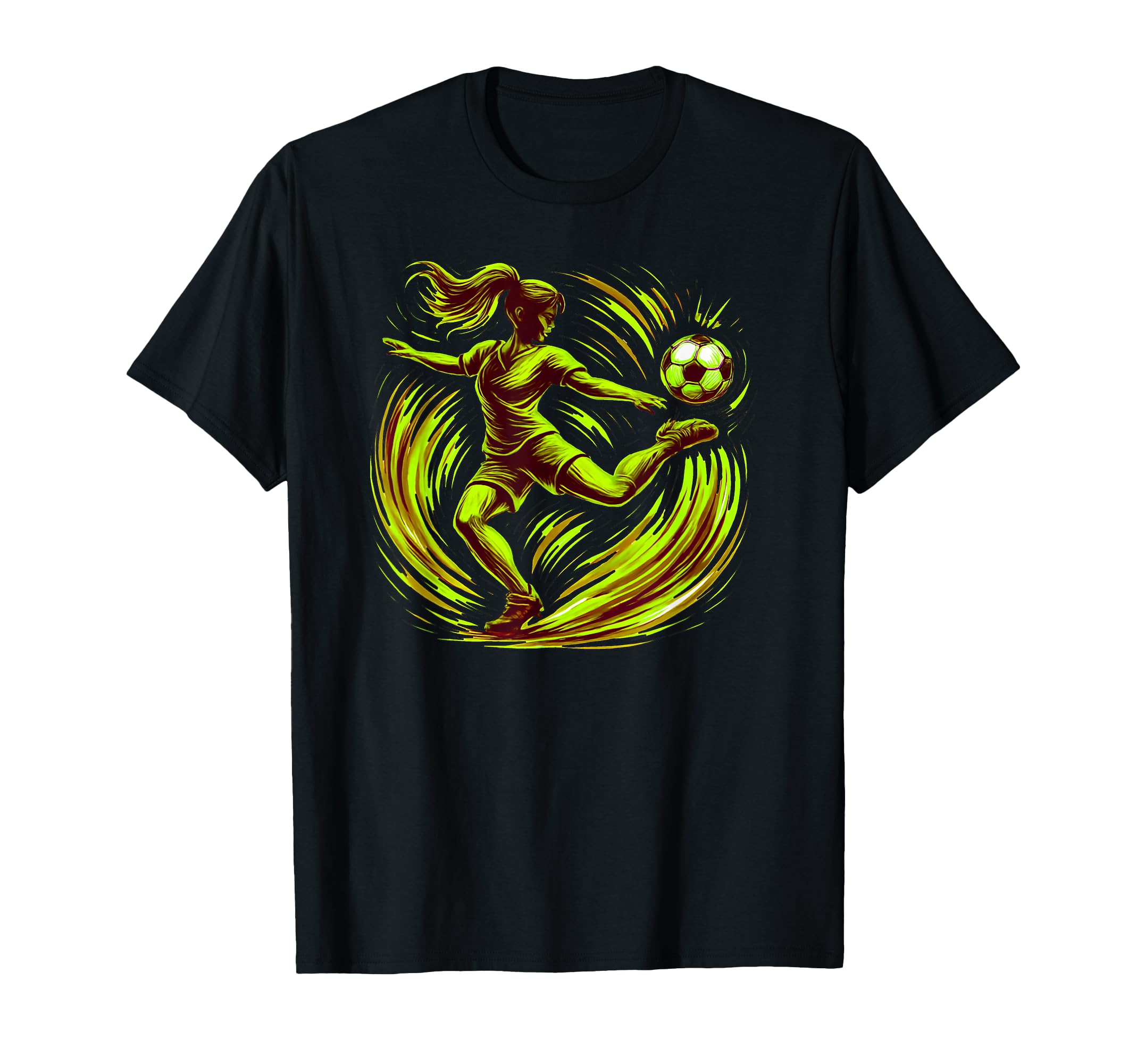 Womens Soccer Power Kick Forward Motion T-Shirt - Trendy Graphic Men Women