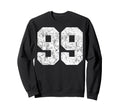 Distressed White Number 99 Jersey Sweatshirt - Unique Graphic Men Women