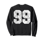 Distressed White Number 99 Jersey Sweatshirt - Unique Graphic Men Women