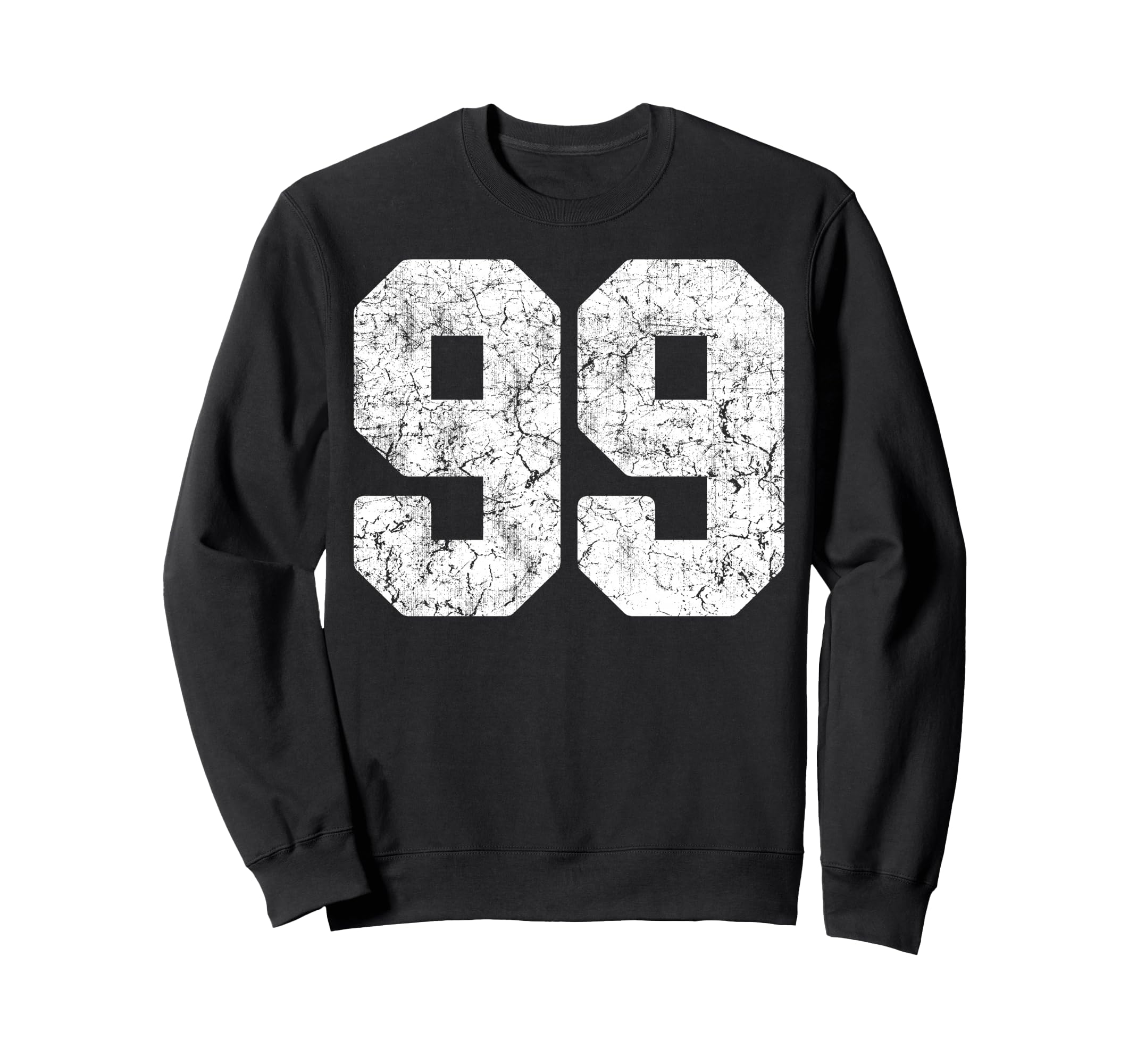 Distressed White Number 99 Jersey Sweatshirt - Unique Graphic Men Women