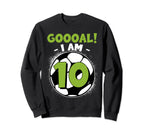 10 Year Old Birthday Soccer Themed Sweatshirt - Unique Graphic Men Women