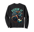 Kickin It T Rex Dinosaur Soccer Player Sweatshirt - Unique Graphic Unisex