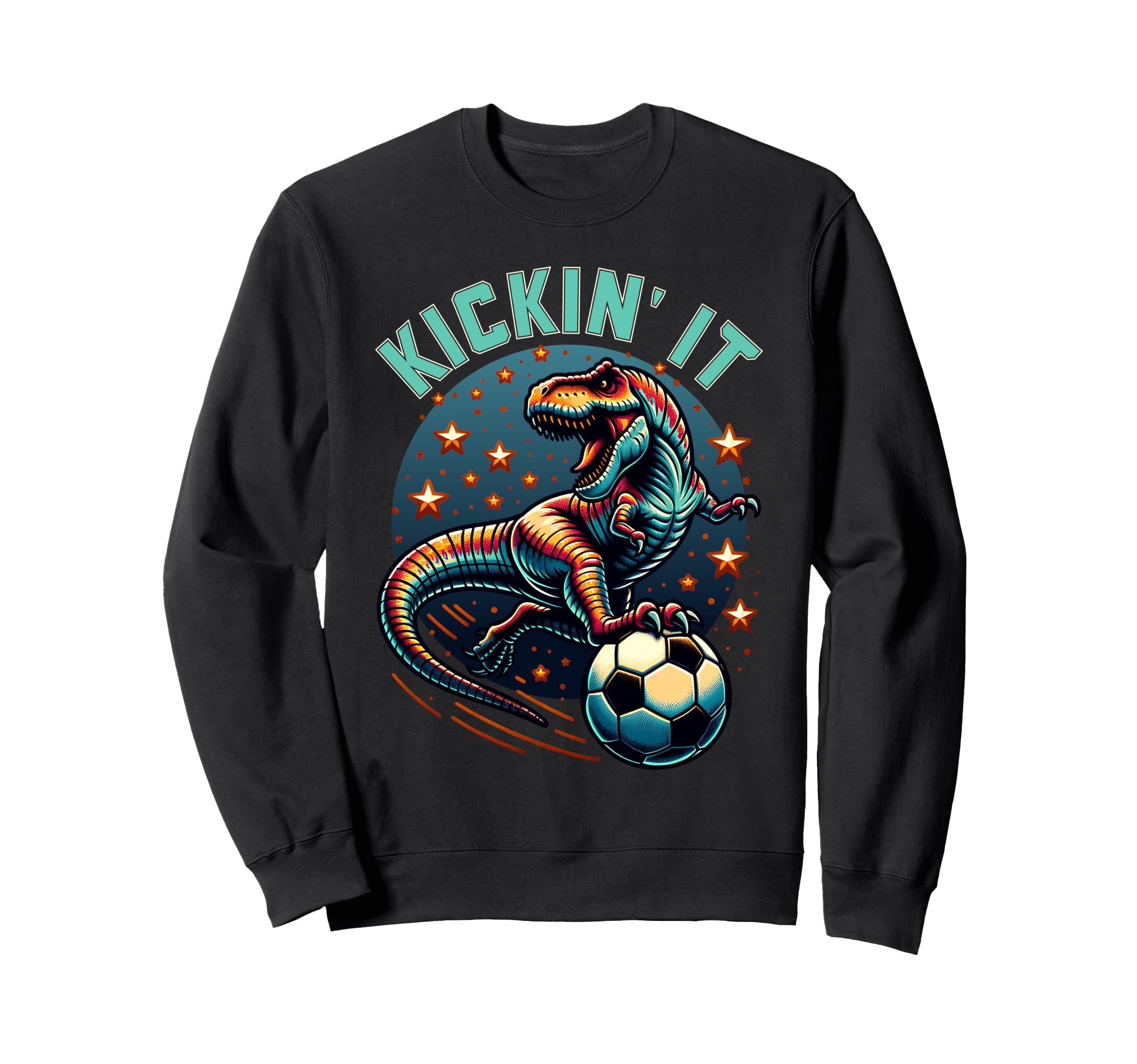 T Rex Dinosaur Soccer Player Ball Sweatshirt - Novelty Apparel Men Women