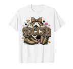Soccer Coquette Bow Leopard Cheetah T-Shirt - Unique Graphic Unisex
