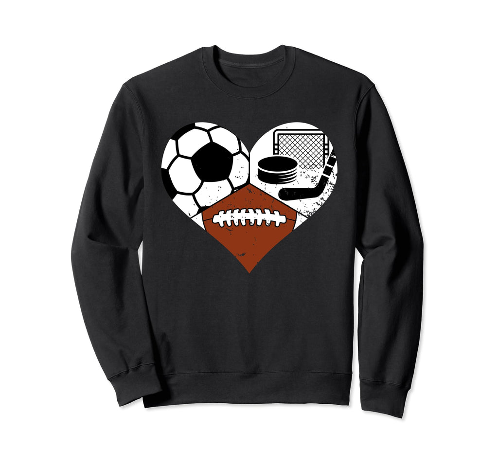 Soccer Football Hockey Heart Funny Sweatshirt - Novelty Apparel Men Women