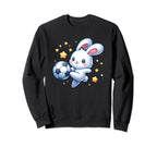 Soccer Player Bunny Rabbit Kicking Sweatshirt - Graphic Print Unisex