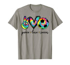Peace Love Soccer Tie Dye Funny Soccer T-Shirt - Unique Graphic Unisex