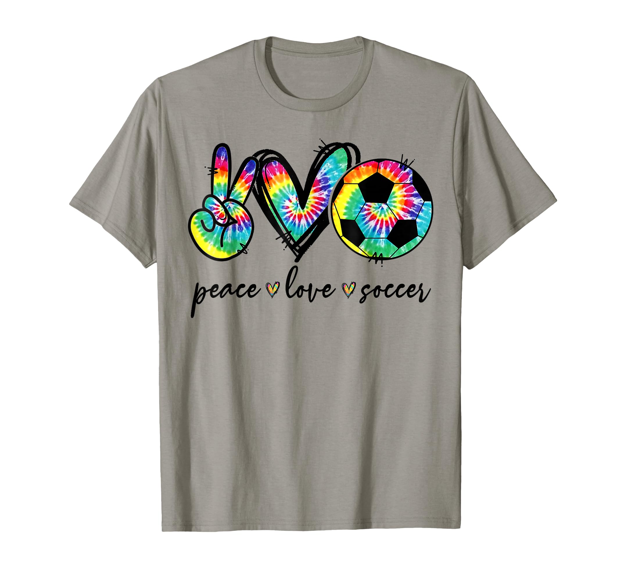 Peace Love Soccer Tie Dye Funny Soccer T-Shirt - Unique Graphic Unisex