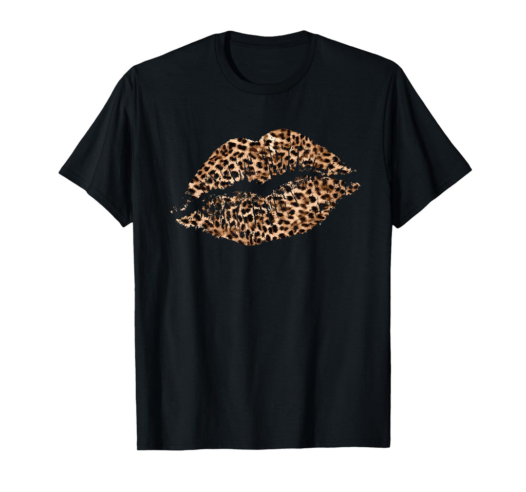Leopard Lips Cheetah Spots Big Lip T-Shirt - Minimalist Print for Adults