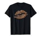 Leopard Lips Cheetah Spots Big Lip T-Shirt - Minimalist Print for Adults