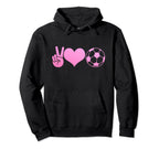 Soccer Peace Love Soccer Player Hoodie - Casual Everyday Wear for Adults