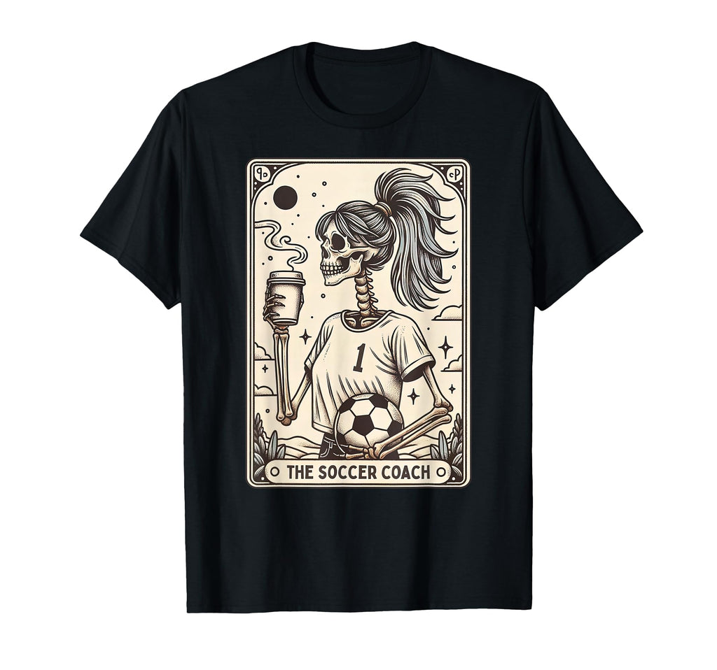 Soccer Coach Tarot Card Halloween Skeleton T-Shirt - Graphic Print Unisex