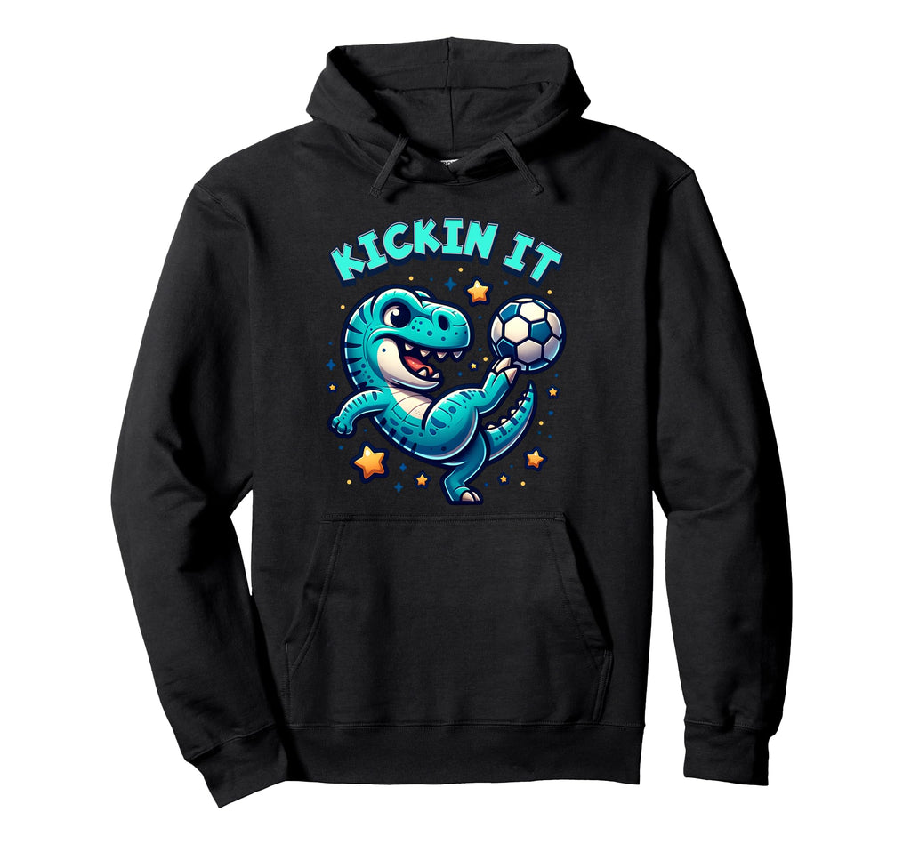 T Rex Dinosaur Soccer Player Ball Kickin Hoodie - Graphic Print Men Women