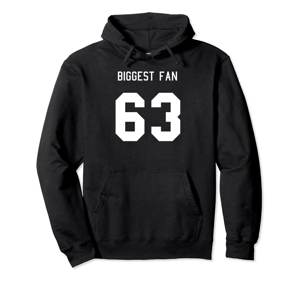Number 63 Biggest Fan Sport Spirit Wear Hoodie - Unique Graphic Men Women