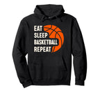 Eat Sleep Repeat Basketball Hoodie - Unique Graphic Men Women