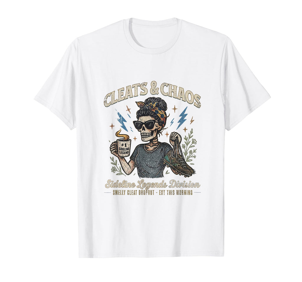 Cleats And Chaos Skeleton Soccer Mom T-Shirt - Trendy Graphic Men Women