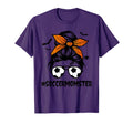 Soccer Momster Halloween Mom Messy Bun T-Shirt - Minimalist Print Unisex