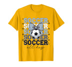 Groovy Soccer Coquette Bow Soccer All T-Shirt - Minimalist Print Men Women