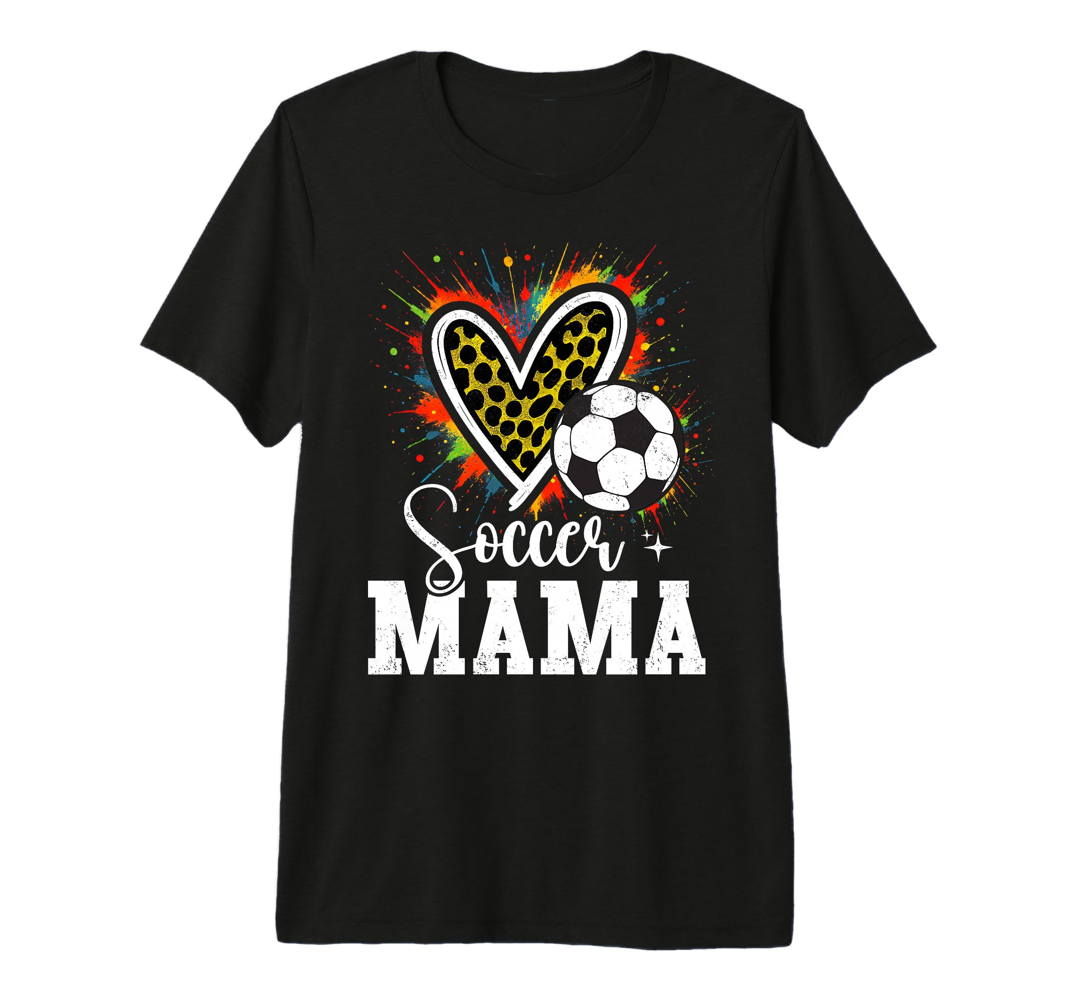 Soccer Mama Leopard Heart Colorful T-Shirt - Minimalist Print for Adults