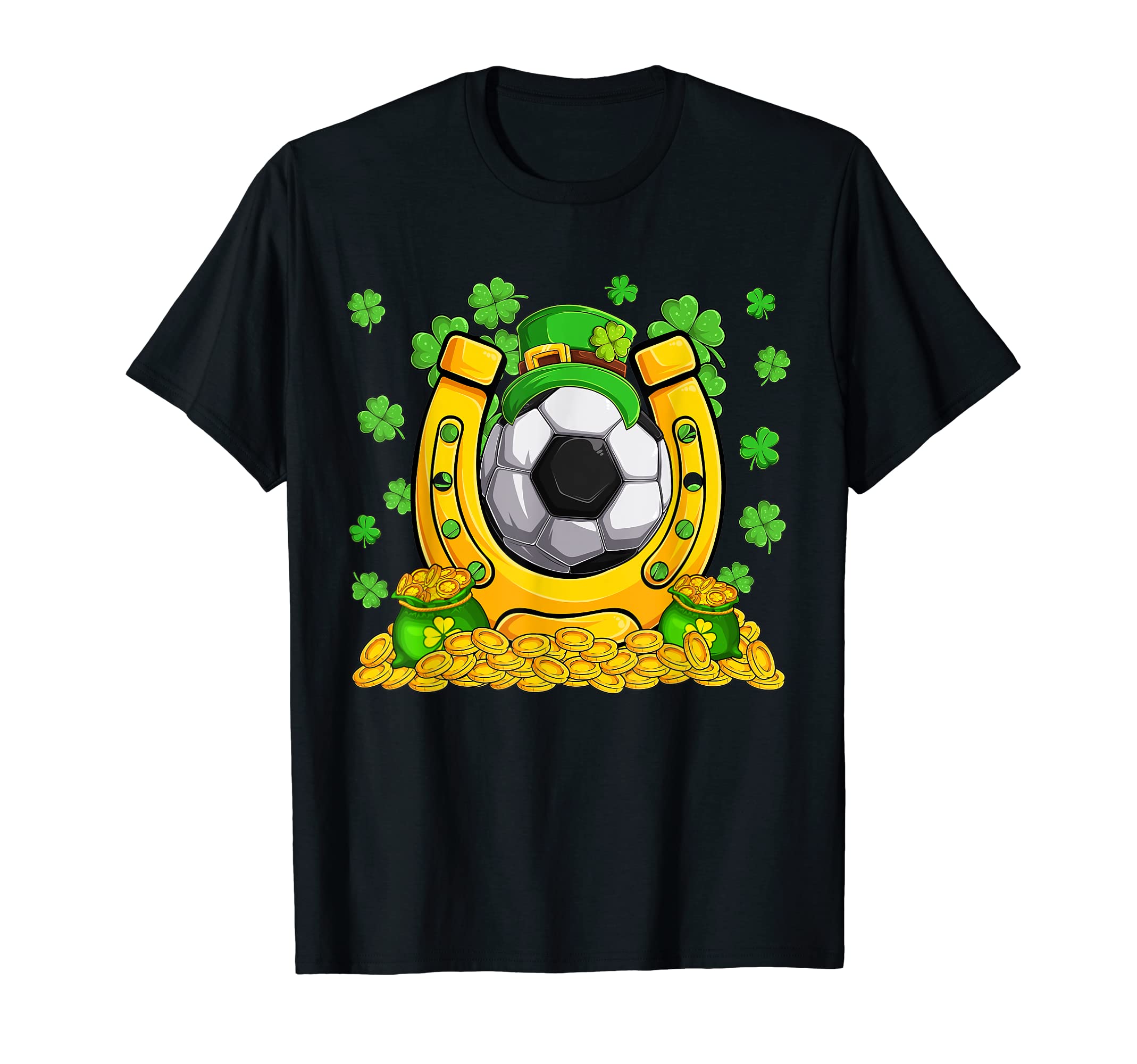 St Patricks Day Soccer Ball Clovers T-Shirt - Minimalist Print Men Women