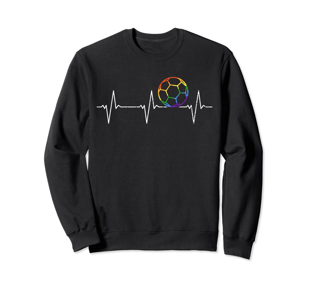 I Love Soccer Heartbeat Rainbow Sweatshirt - Custom Art Print for Adults