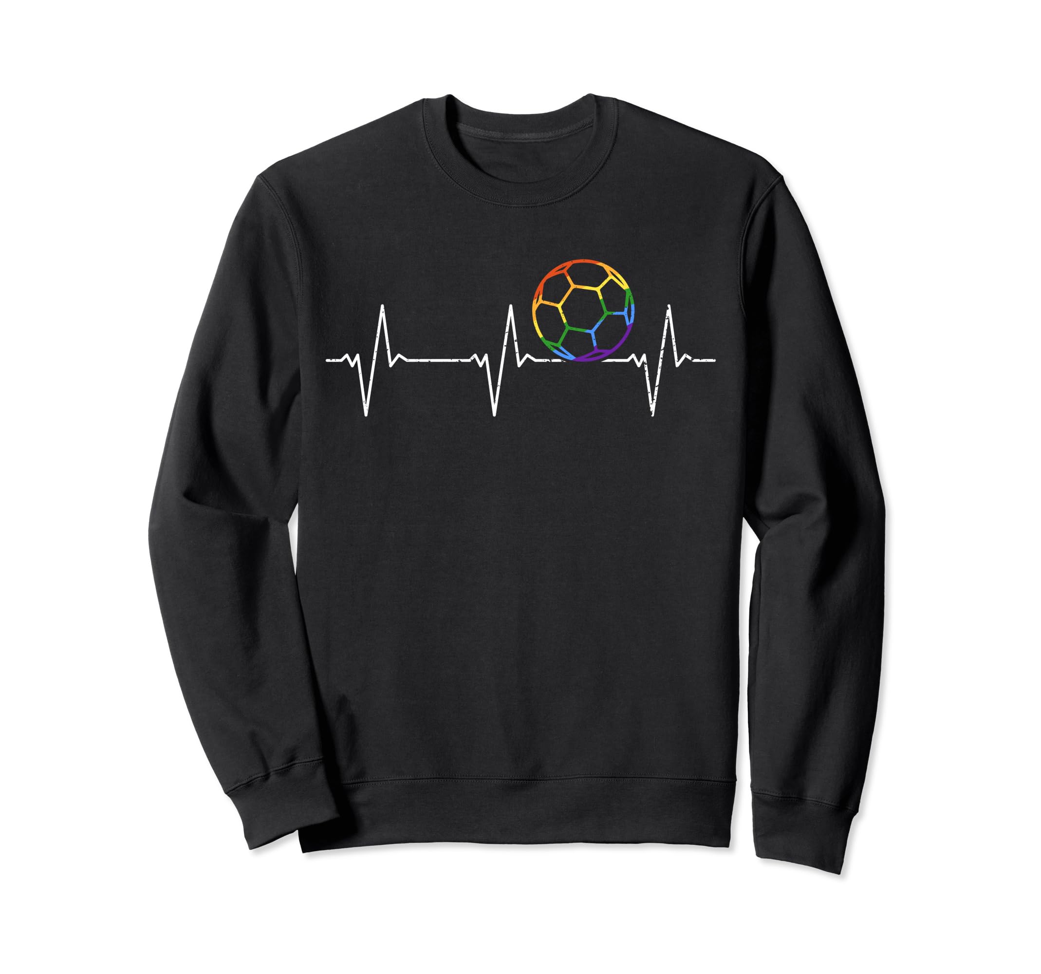 I Love Soccer Heartbeat Rainbow Sweatshirt - Custom Art Print for Adults