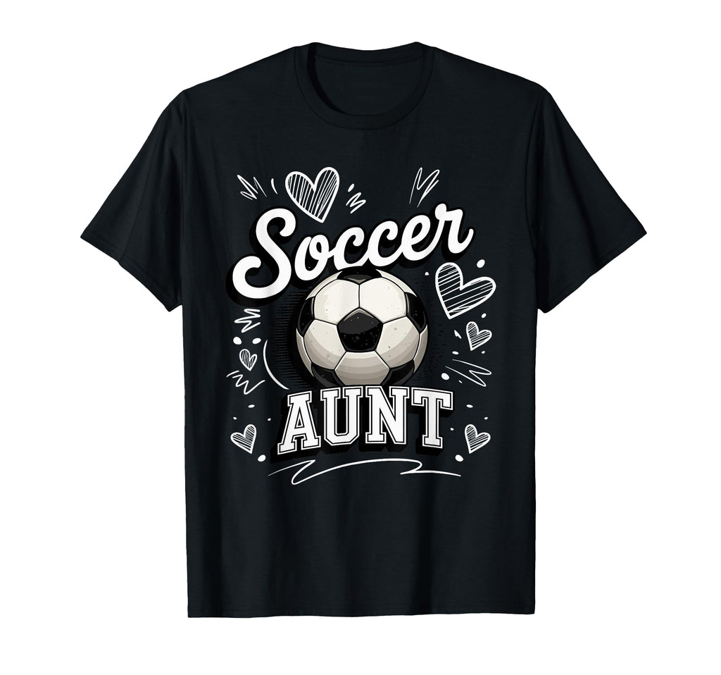 Soccer Aunt Heart Football Game Day T-Shirt - Unique Graphic Men Women