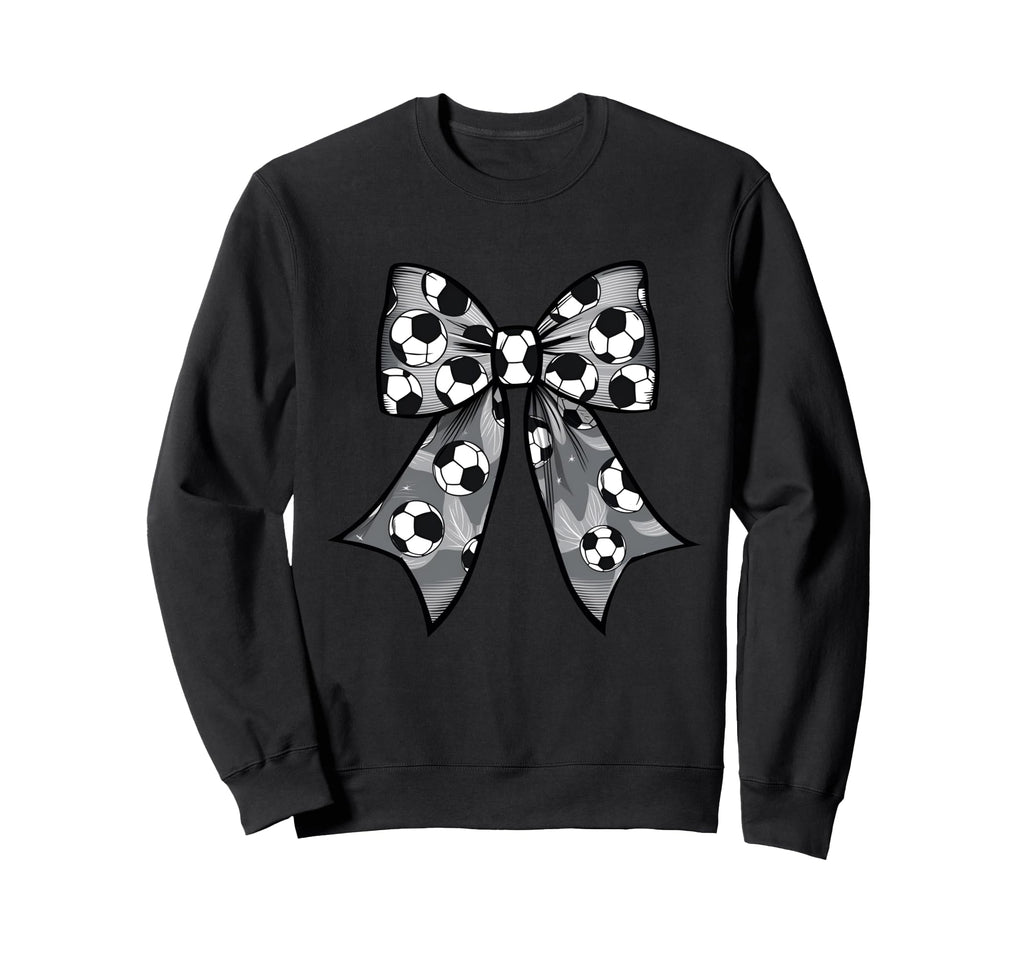 Coquette Bow Soccer Ball Mom Life Sweatshirt - Novelty Apparel for Adults