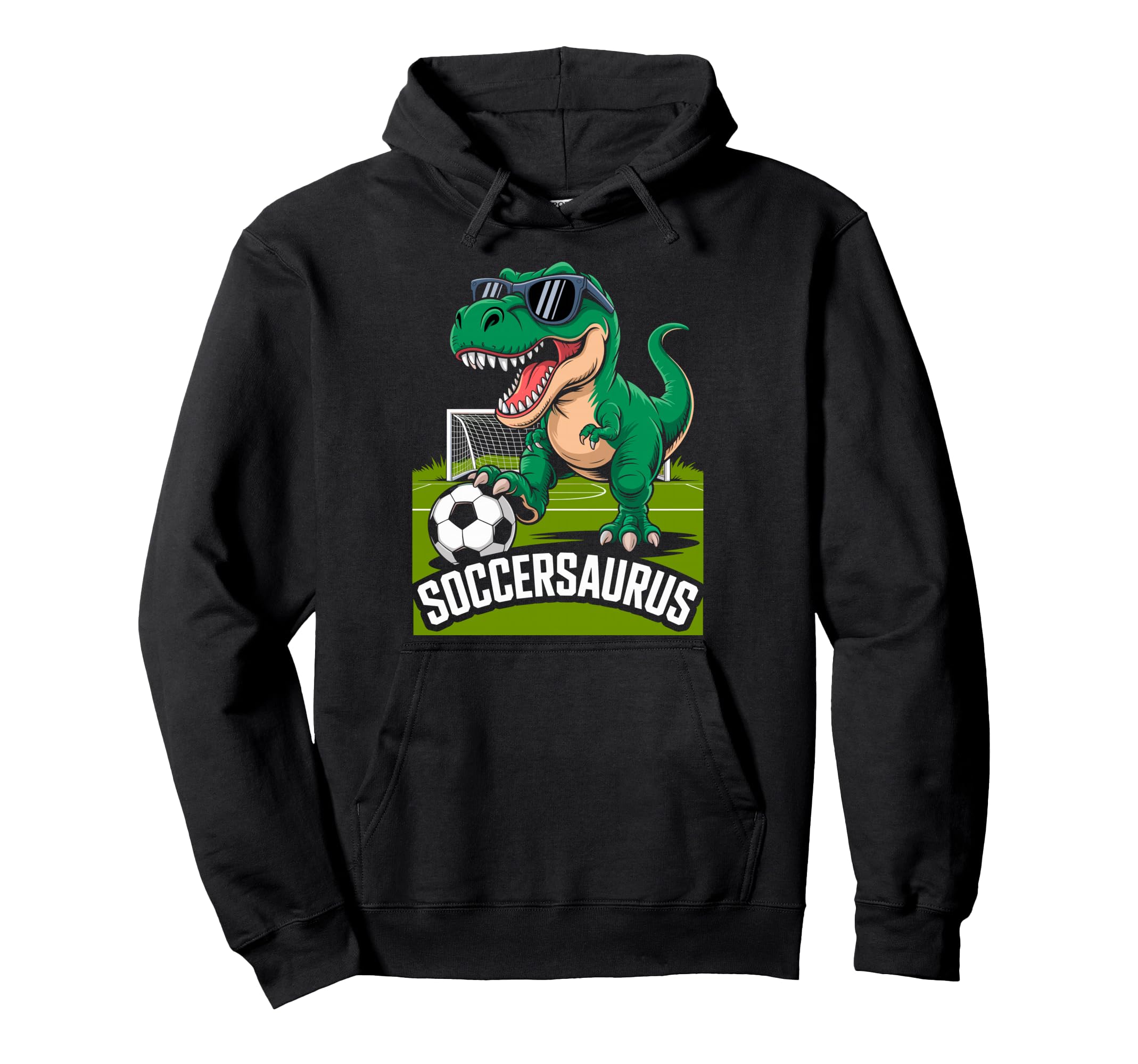 Soccersaurus Dinosaur T Rex Soccer Goalie Hoodie - Minimalist Print Unisex