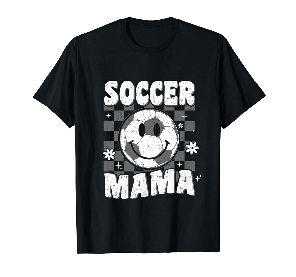 Groovy Checkered Soccer Mama Soccer T-Shirt - Custom Art Print for Adults