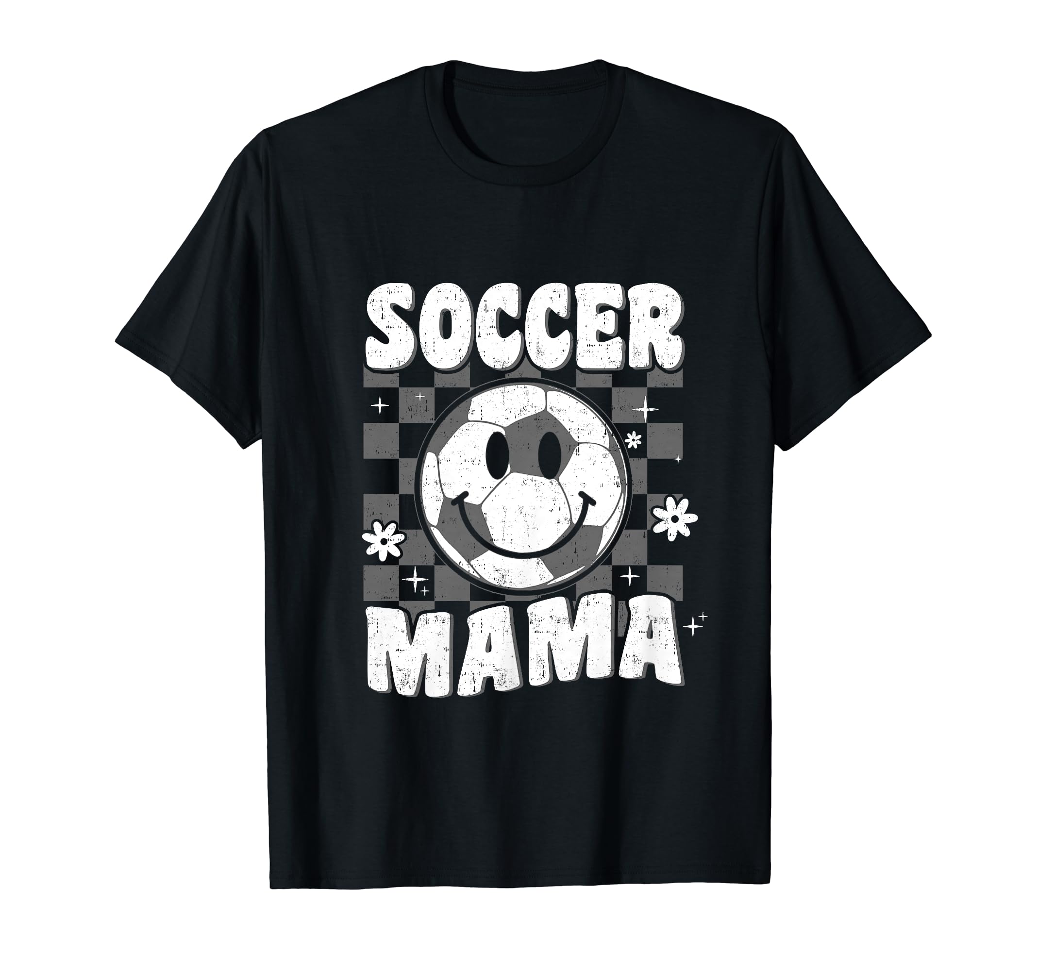 Groovy Checkered Soccer Mama Soccer T-Shirt - Custom Art Print for Adults