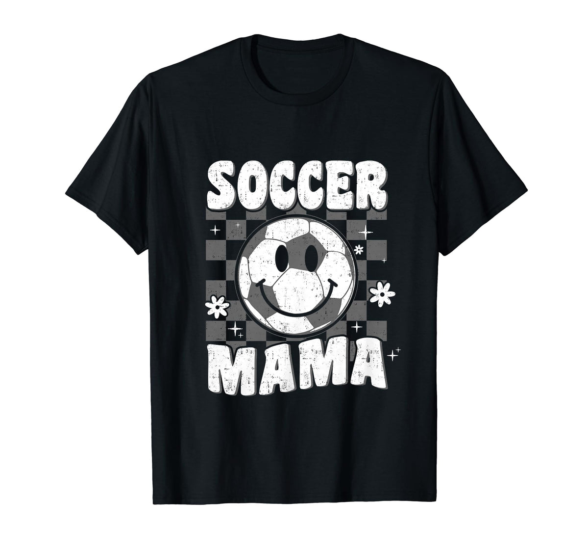 Groovy Checkered Soccer Mama Soccer T-Shirt - Novelty Apparel for Adults