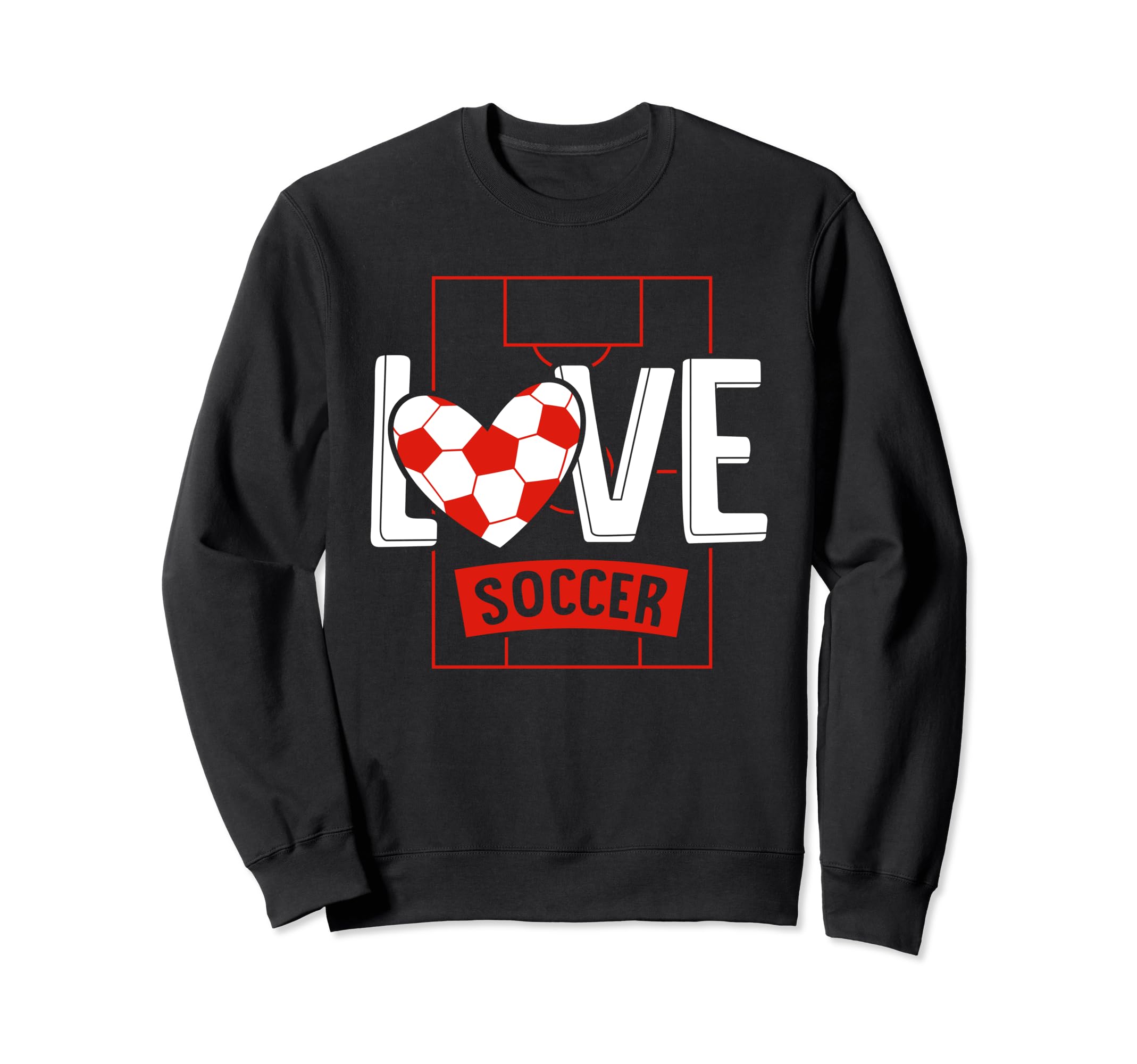 Love Soccer Funny Hearty Sweatshirt - Casual Everyday Wear Men Women
