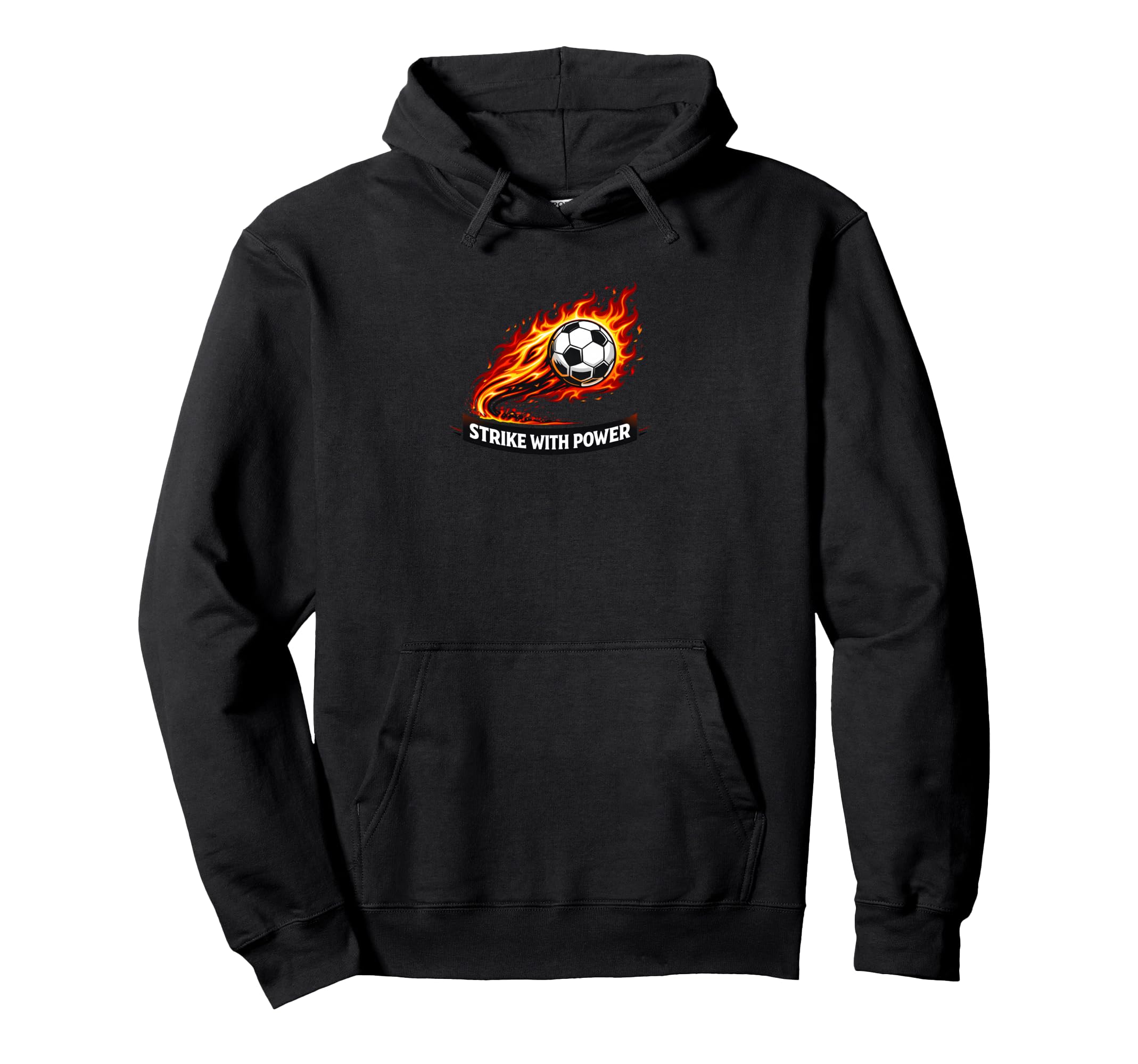 Strike Power Soccer Flaming Soccer Hoodie - Custom Art Print for Adults