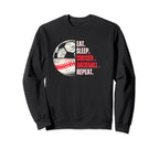 Eat Sleep Soccer Baseball Repeat Mom Sweatshirt - Streetwear Style Unisex