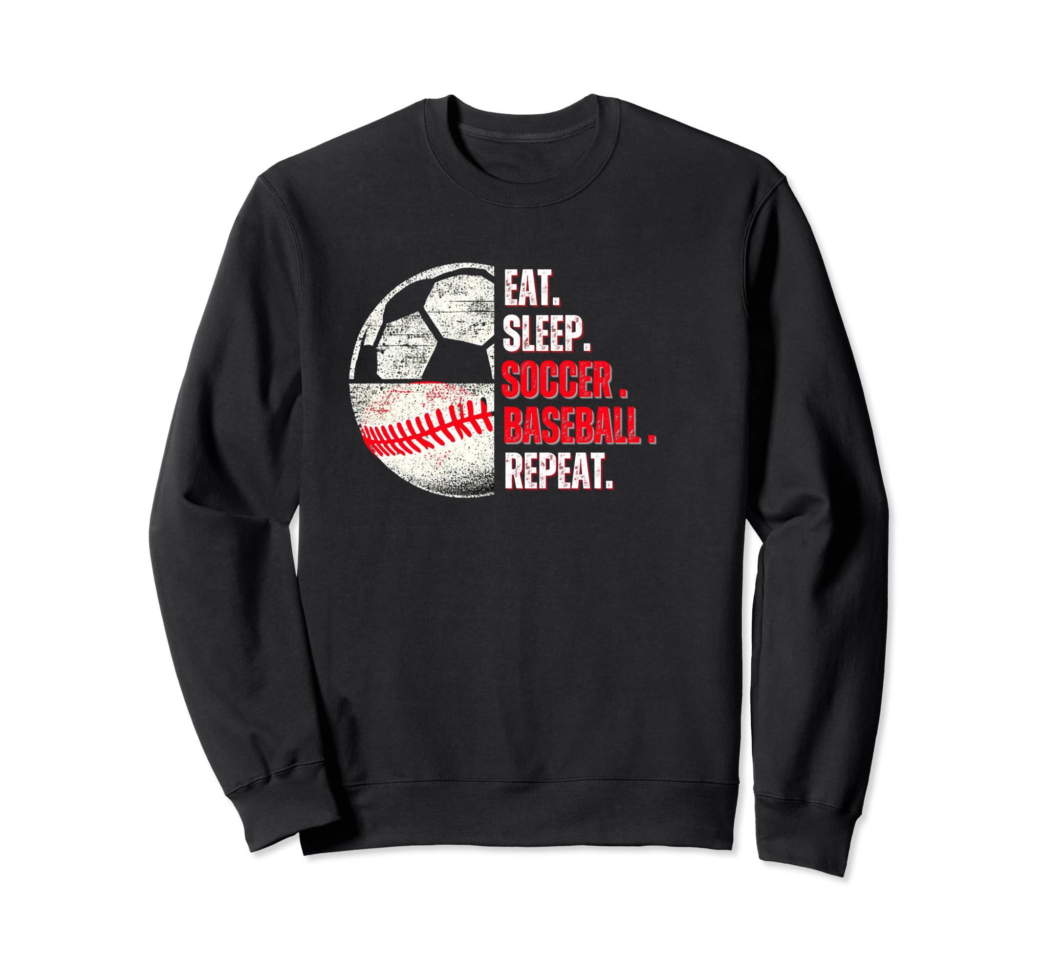 Eat Sleep Soccer Baseball Repeat Mom Sweatshirt - Streetwear Style Unisex